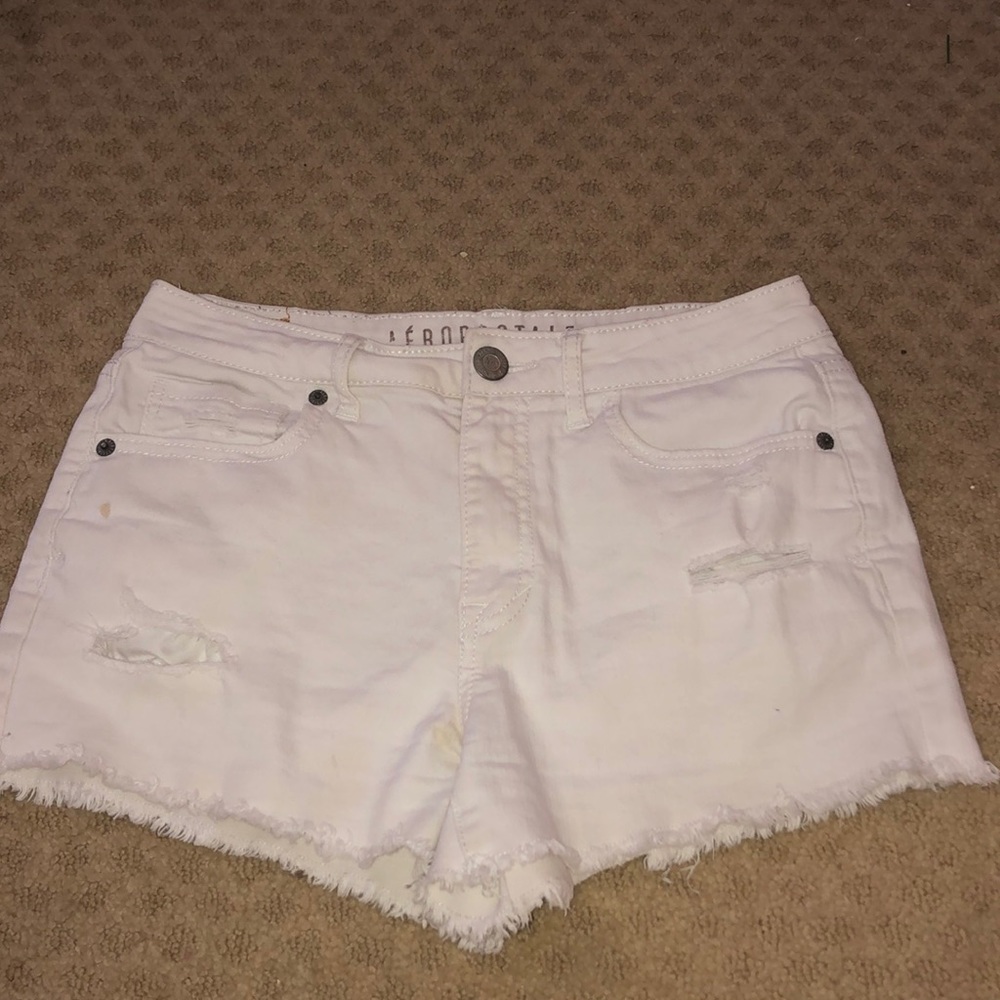 White, High-Waisted, Jean Shorts